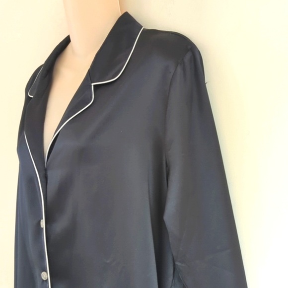 Natori Satin Black Button Up Pajama Top - Picture 7 of 12